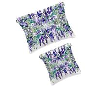 FNETJXF Set di 2 beauty case in finta pelle, piccolo kit da viaggio, borsa portatile da viaggio per donne, trousse da viaggio per cosmetici, gioielli, fiori di lavanda floreale, modello927,