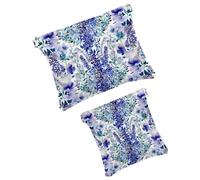 FNETJXF Set di 2 beauty case in finta pelle, piccolo kit da viaggio, borsa portatile da viaggio per donne, trousse da viaggio per cosmetici, gioielli, fiori di lavanda floreale, modello928,