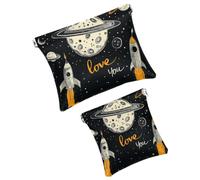 FNETJXF Set di 2 trousse in finta pelle, piccola custodia da viaggio, mini tasca tascabile, mini astuccio per trucco per rossetto, pittura con laghetto di loto, Motivo 2061, 7.1x5.8in/4.7x4.5in