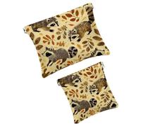 FNETJXF Set di 2 trousse in finta pelle, piccole tasche per borsa, mini trousse per trucco, mini astuccio per rossetto, animale leone, modello1028, 7.1x5.8in/4.7x4.5in
