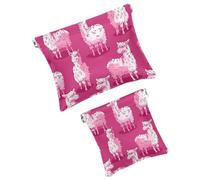 FNETJXF Set di 2 trousse in finta pelle, portatile, da viaggio, piccola tasca per il trucco, con chiusura automatica, borsa da viaggio multifunzionale, con lama, animale, cactus, fiore, modello1042,