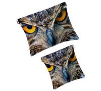 FNETJXF Set di 2 trousse per il trucco in finta pelle, piccola borsa per il trucco per borsa, portatile senza cerniera, borsa cosmetica portatile da spremere, con gufo e animali, Motivo: 2006,