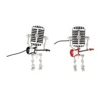 Fnfhsa 2 Pezzi Mic Rockbot, Lampada da Tavolo Robot Microfono in Metallo con Chitarra Luce Notturna Vintage, Lampada da Scrivania Robot Microfono Vintage
