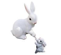 Fnfhsa 2 Pezzi Statuette da Giardino Pendenti con Coniglietto Madre e Bambino, Statuetta di Coniglio Come Ornamento per Micro-Paesaggio in Resina da Decorazione Fai-da-Te. Statua di Coniglietto.