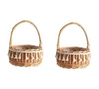 Fnfhsa 2X Cesto Portaoggetti Intrecciato E Nastro Cestino per Ragazza di Fiori da Sposa Cesto di Fiori nel Rattan di Vimini per la Decorazione del Giardino di Casa