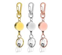 Fnfhsa 3 PCS Badge Reel Retrattile, e Rosa Retrattile, Catena A Chiave Retrattile Resistente, Moschettone Porta Chiavi, Clip per Cintura, Portabadge ID