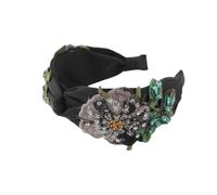 Fnfmrfmr Fascia larga da donna con strass, fascia per capelli con fiori, accessori per capelli per feste e matrimoni, 2