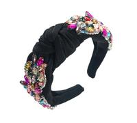 Fnfmrfmr Fascia per capelli da donna, imbottita, con strass, paillettes, perline, larghe, accessori per capelli, 12 cerchietti neri