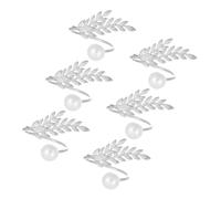 FNFTOEZGY Set di 6 Eleganti Anelli for tovaglioli in Metallo a Forma di spiga di Grano con Perle, Accessorio for la tavola for cene Formali ed Eventi, Porta tovaglioli in metallo/57