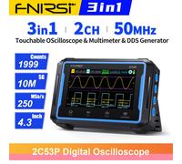 FNIRSI 2 c53p oscilloscopio digitale multimetro funzione generatore di segnale 3 in 1 Touch Screen portatile 2 canali 50MHz 250 MSa/s