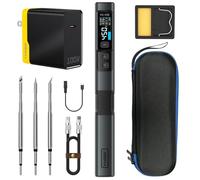 FNIRSI HS-02B - Kit di saldatura portatile con cavo, 100 W, riscaldamento in 2 secondi, 100-450 °C, 3 gruppi di temperature pre-impostate, 3 punte di saldatura 210, penna digitale per saldatura