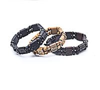 Fnjuucw 3 braccialetti in legno con Gesù, gioielli religiosi estensibili, con croce in legno, rosario per donne e uomini, in legno, 7.9 inch, Legno, Legno