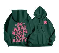 FNKDOR Felpa da donna con cappuccio, con cappuccio, oversize, con slogan, Do What Make You Happy Streetwear, verde, XL