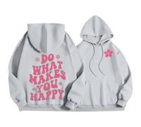 FNKDOR Felpa da donna con cappuccio, con cappuccio, oversize, con slogan, Do What Make You Happy Streetwear, grigio., XL