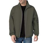 FNKDOR Giacca casual da uomo con colletto alto, giacca cargo per il tempo libero, autunno e mezza stagione, con tasca sulle maniche, verde, M
