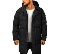 FNKDOR Giacca invernale da uomo in cotone lungo foderato piumino piumino con cappuccio, Nero , XXXXL
