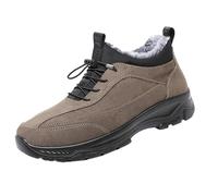 FNKDOR Scarpe invernali da uomo con calda imbottitura, in finta pelle scamosciata, antiscivolo, antiscivolo, per il tempo libero, grigio scuro, 40 EU