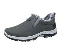 FNKDOR Scarpe invernali da uomo con calda imbottitura, in finta pelle scamosciata, antiscivolo, basse, slip on, grigio., 42 EU