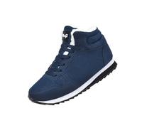 FNKDOR Scarpe invernali da uomo, con calda imbottitura, in finta pelle scamosciata, antiscivolo, casual, con lacci, per il tempo libero, Blu, 43 EU