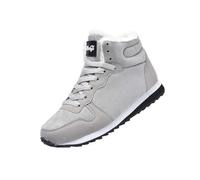 FNKDOR Scarpe invernali da uomo, con calda imbottitura, in finta pelle scamosciata, antiscivolo, casual, con lacci, per il tempo libero, grigio., 47 EU