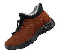 FNKDOR Scarpe invernali da uomo con calda imbottitura, in finta pelle scamosciata, antiscivolo, per il tempo libero, marrone, 39 EU