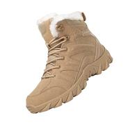 FNKDOR Scarpe invernali da uomo con calda imbottitura, in finta pelle scamosciata, beige., 43 EU