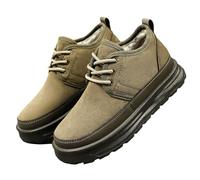 FNKDOR Scarpe invernali da uomo con calda imbottitura in finta pelle scamosciata scarpe basse Lace-up scarpe casual, verde, 40 EU