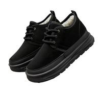 FNKDOR Scarpe invernali da uomo con calda imbottitura in finta pelle scamosciata scarpe basse Lace-up scarpe casual, Nero , 40 EU