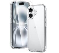 FNTCASE Custodia per iPhone 16 Plus: custodia trasparente per iPhone 16 Plus, grado militare, protezione contro le cadute, anti ingiallimento, robusta custodia protettiva antiurto trasparente