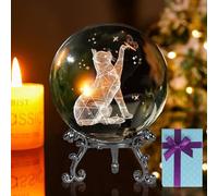 FNYUVNFAF Crystal Ball 3D Laser Moon and Fairy Figurines Glass Paperweights with Stand Gift Box Ornaments Gifts for Women for The Home Office Decor,A-8cm