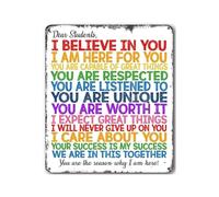FNYUVNFAF Dear Student I Believe In You Sign Aluminum Tin Plaque Motivational Classroom Decor Teacher Gift for Desk Office School Encouragement Wall-Art 8 X 12 inch