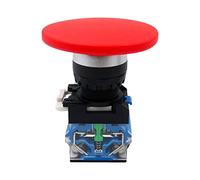FNYUVNFAF Momentary Big 60mm Mushroom cap Push Button Switch Self Reset No Lock Round 1NO1NC Button Silver 22mm LA38-11M/60(Red,Self Reset Type)