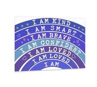 FNYUVNFAF Playroom Wall Decor, Boho Rainbow Positive Affirmations Canvas Art for Kids: I Am Kind, Brave, Smart, Strong Framed,12x18inch(30x45cm)