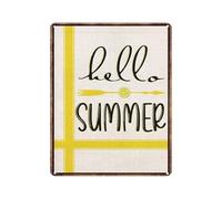 FNYUVNFAF Vintage Lemon Sign for Summer Retro Tin Plaque Hello Summer Wall-Art Rustic Farmhouse Kitchen Decor for Porch Dining Room Country Home 8 X 12 inch