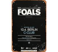 Foals - Targa in metallo con scritta "Total Life Berlin, Berlin 2010", decorazione da parete, stile vintage, retrò, 20,3 x 30,5 cm
