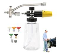 Foam Cannon Double Connector, House Wash Sprayer, Pressure Washer Attachment, 1000 ml Soap Bottle, 5 Nozzle Tips Included, for Cleaning Decks Driveways and Outdoor Surfaces
