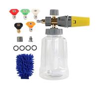 Foam Cannon House Wash, cannone per lavaggio auto, corpo trasparente, bottiglia di sapone da 1 litro, ugello regolabile con connettore da 1/4 di pollice per barche
