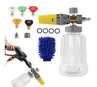 Foam Cannon House Wash | Dispenser di sapone per idropulitrice | Bottiglia di sapone da 1 litro con connettore da 1/4 di pollice, corpo trasparente, accessori per la pulizia per professionisti