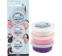 Foam Clay® set, bianco, viola, rosa, metallizzato e glitter, 3 x 14 g