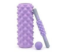 Foam Roller - 33 x 14 cm High Density Eva | 3-In-1 Deep Tessuto Massage Kit | Muscle Recovery With Peanut Ball Stick | Yoga Pilates Home Gym For Relaxing Stick Ball Pilates Strength Training Home Gym