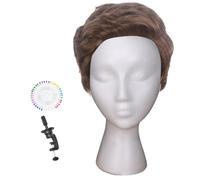 Foam Wig Heads, Fake Display Head, 11 Inch Height Space Saving Stand, Portable Styling Tool for Wigs, Hair Accessories, Beauty Display, Salon Demonstration, Stylists, Artists, or Collectors White