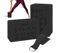 Foam Yoga Blocks - 2 Piece Non Slip Support Set for Flexibility Training | Soft Foam with Rounded Edges, Lightweight Fitness Wedge for Meditation Stretching Gym Travel, 23x15x7.5cm Purple Pink Black