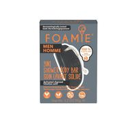 Foamie Detergente solido 3-in-1 per uomo con carbone attivo I Shampoo solido, detergente viso e gel doccia per uomo in 1 I Vegan senza plastica 90g