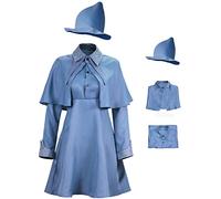 Foanja Fleur Delacour Costume Adulta Donna Cosplay Scuola Magica Mago Blu Mantello Abito Cappello Completa Uniforme per Halloween Festa Fancy Dress Carnevale Compleanno Regalo e Bacchetta