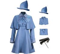 Foanja Fleur Delacour Costume Adulta Donna Cosplay Scuola Magica Mago Blu Mantello Abito Cappello Completa Uniforme per Halloween Festa Fancy Dress Carnevale Compleanno Regalo e Bacchetta