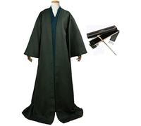 Foanja Voldemort Costume Adulta Cosplay Scuola Magica Nero Mago Lord Voldemort Mantello e Fodera Completa Uniforme per Halloween Festa Fancy Dress Carnevale Compleanno Regalo con Bacchette