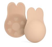 Foatcox Reggiseno adesivo, reggiseno invisibile senza spalline, riutilizzabile e autoadesivo per abito da sposa, abito da sera, abbigliamento senza schiena, beige., B