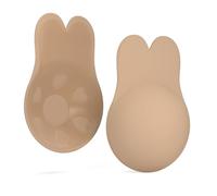 Foatcox Reggiseno adesivo, reggiseno invisibile senza spalline, riutilizzabile e autoadesivo per abito da sposa, abito da sera, abbigliamento senza schiena, beige., A