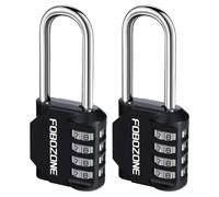 FOBOZONE Lucchetti a combinazione numerica, lucchetto a 4 cifre impermeabile con codice reimpostabile, per armadietto della palestra, armadio, capannone, chiavistello, cancello (L Nero confezione da 2