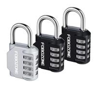 FOBOZONE Lucchetti a combinazione numerica, lucchetto a 4 cifre impermeabile con codice reimpostabile, per armadietto della palestra, armadio, capannone, chiavistello, cancello (Nero 2 & Argento 1)